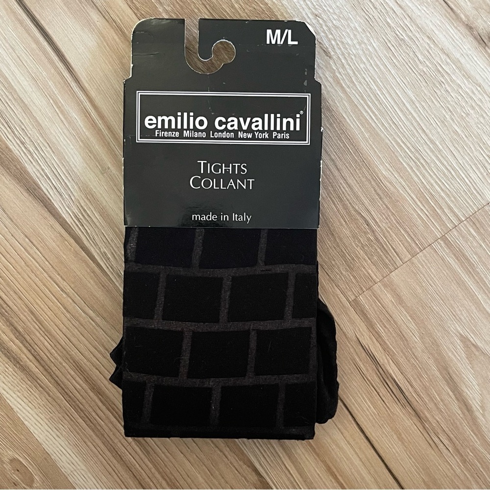 emilio cavallini vintage black pantyhose size medium/large new in package